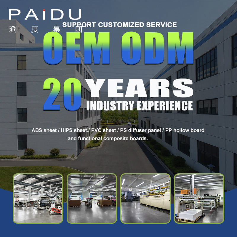 PAIDU GROUPFactory Plastic Price 0.3mm to 12mm ABS/PP/PE/HIPS/PMMA Sheet for Advertising Printing Industry and Thermoforming Plastic Parts